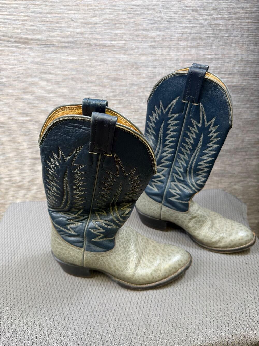 Nocona Boots Boots Mens Size 7D Blue Leather Western Cowboy Round Toe Pull On